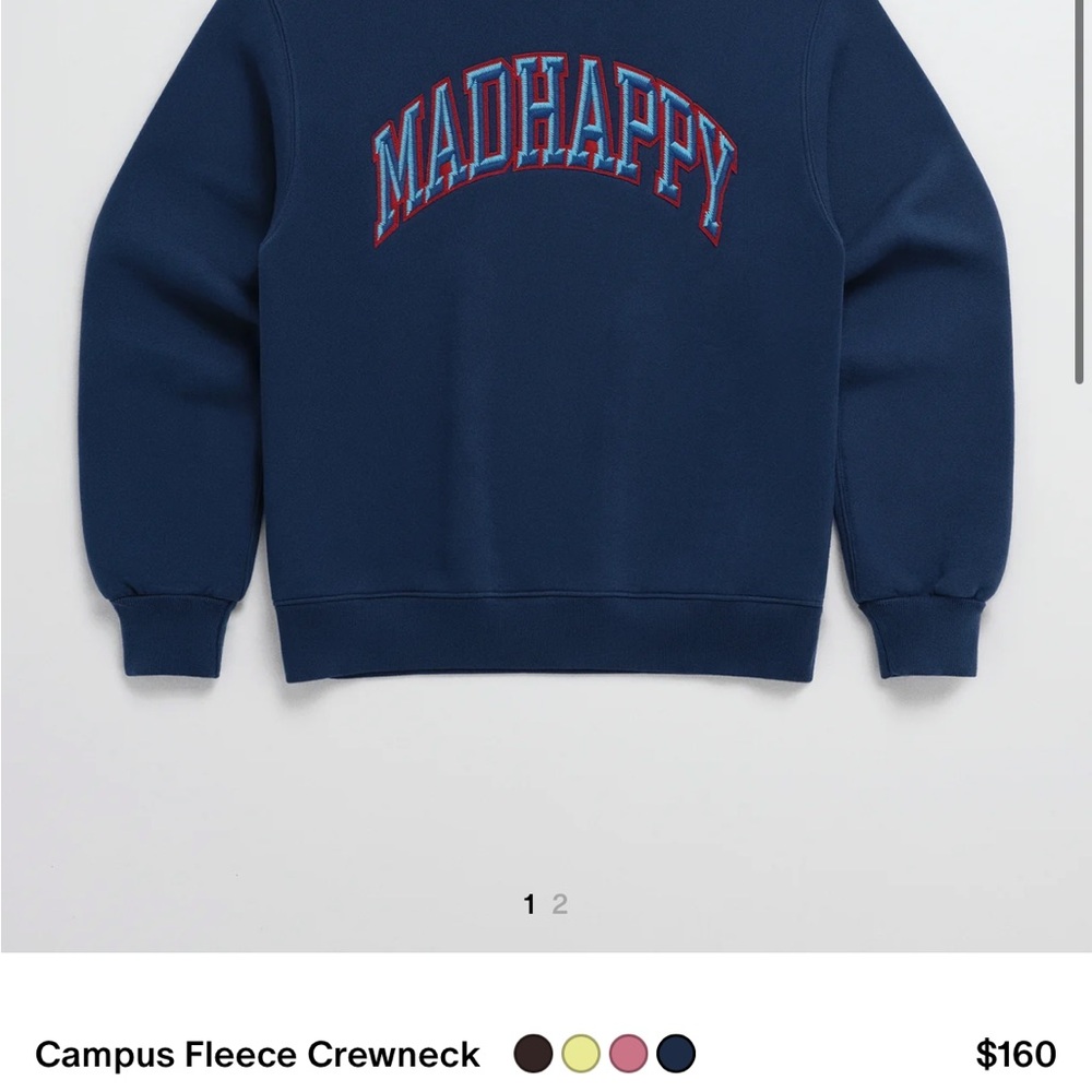 Madhappy Navy Campus Fleece Crewneck